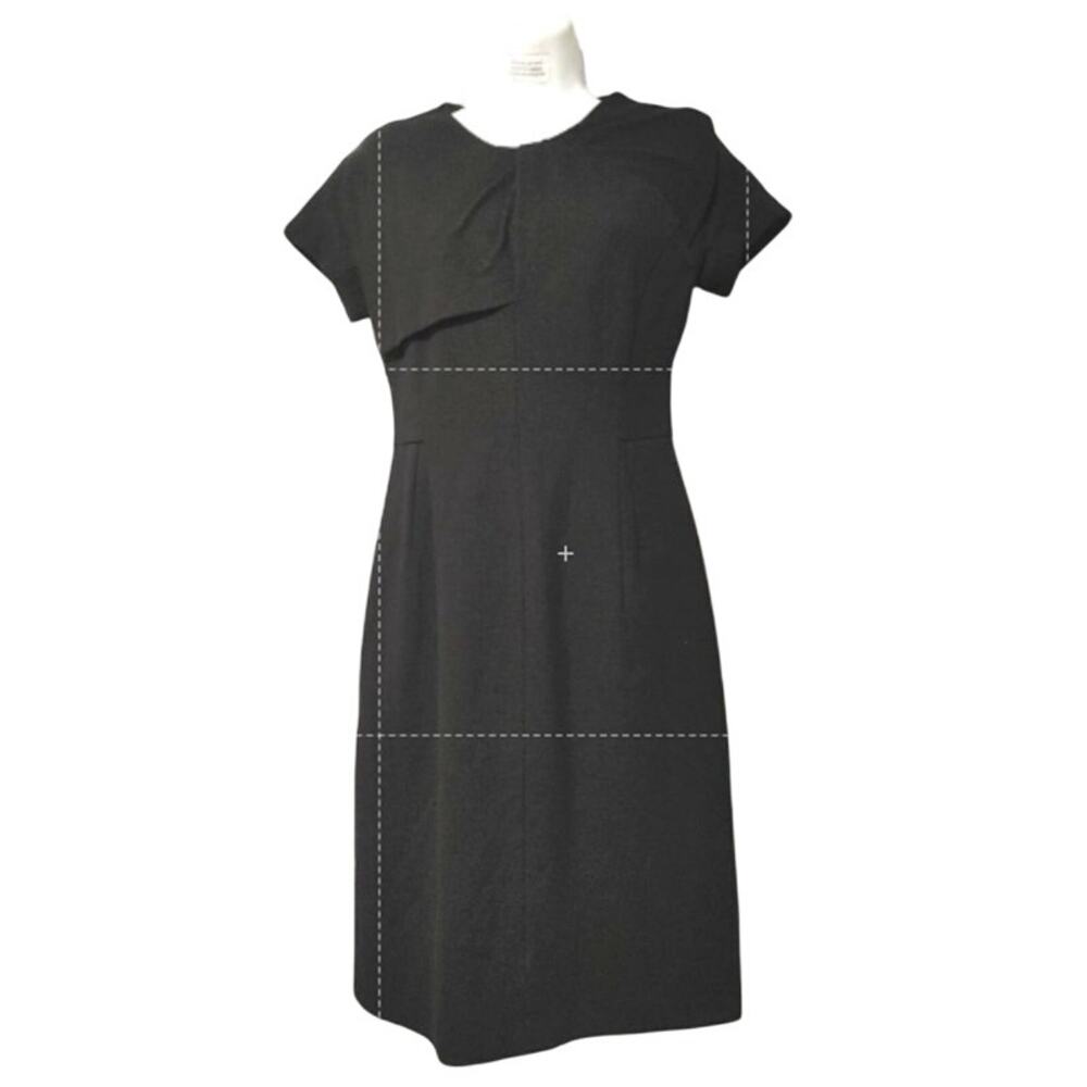Teri Jon Sheath Cap Sleeve Cross Over Dress Knee Length Black Womens Size 4